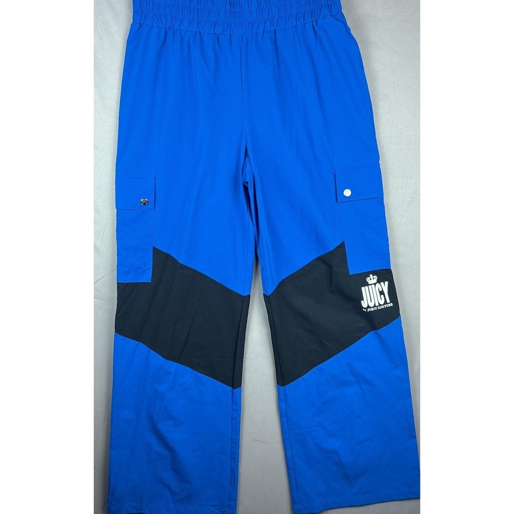 Juicy Couture Wide-Leg Parachute Pants Womens Medium Cargo Skater Blue